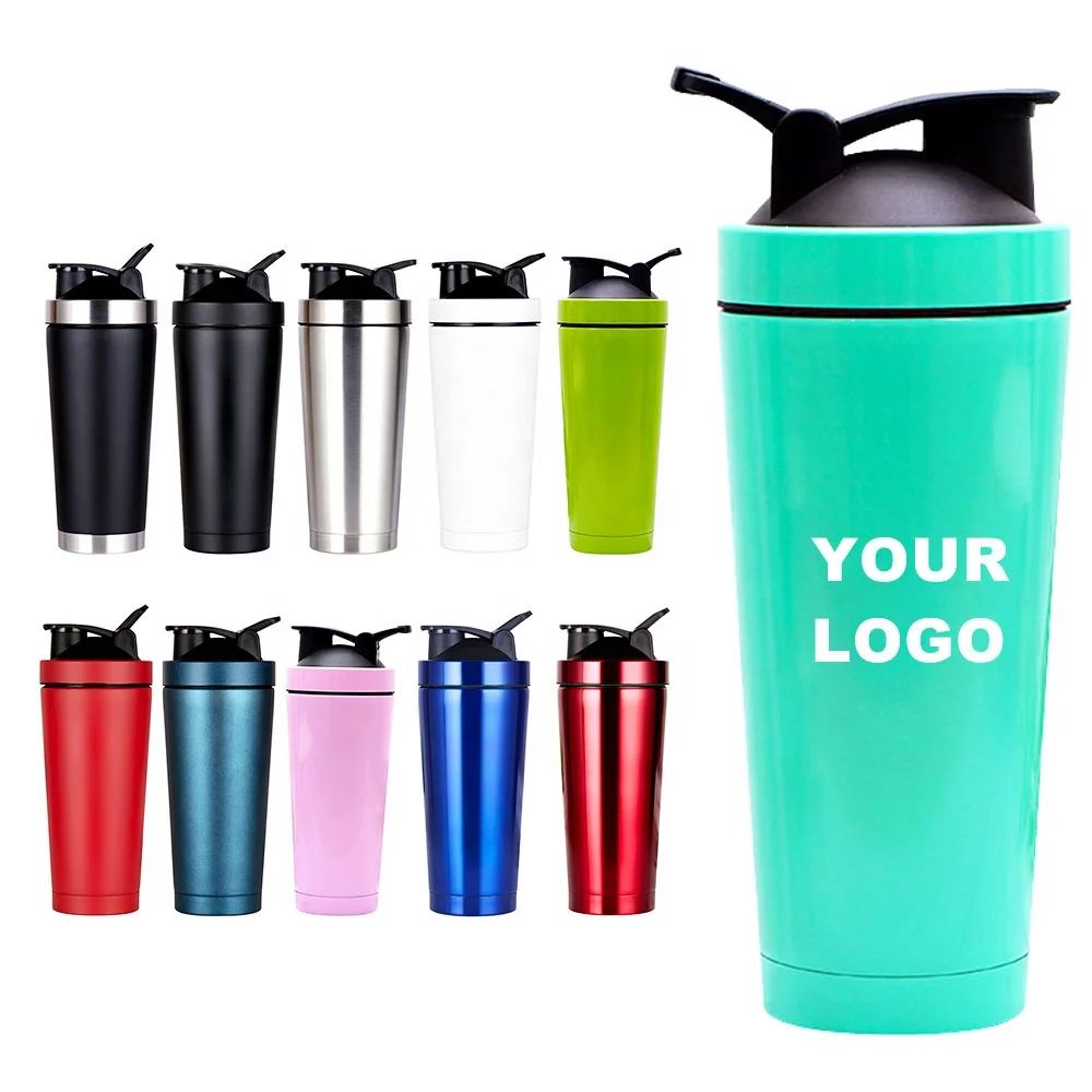 Customized Logo 960ml Stainless Steel Single Wall Protein Shaker Cup Shakes Blender Water Bottles with Wire Whisk for Workout