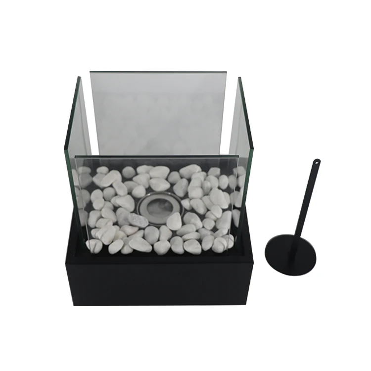 
Rectangle Outside Glass Bio Ethanol Ventless Tabletop Fireplace 