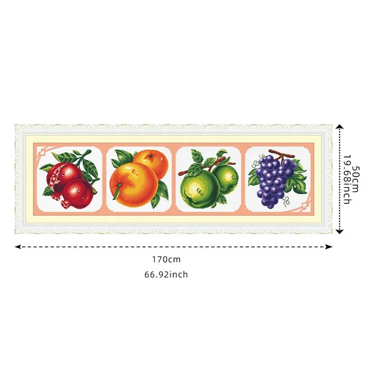 Factory Wholesale Chinese Fruit Oil Painting Pattern Embroidery Needlework Craft Cross Stitch Kits For Home Decor