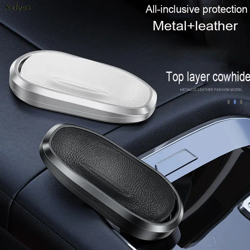 Fashion Leather Aluminum Alloy Car Key Cover Tesla Model 3 X S Y Protector Holder Matel Car Accessories Key Case
