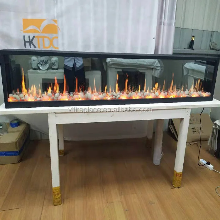 cobblestones inserted fireplace that intermittently produce crackling sound & sparks decorative video flame electric fireplace