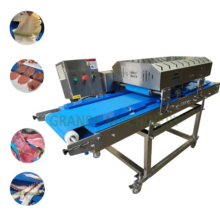 2023 Automatic High Capacity Horizontal Beef Chicken Breast Fish Squid Calamary Fronds Salmon Octopus Slicing Cutting Machine