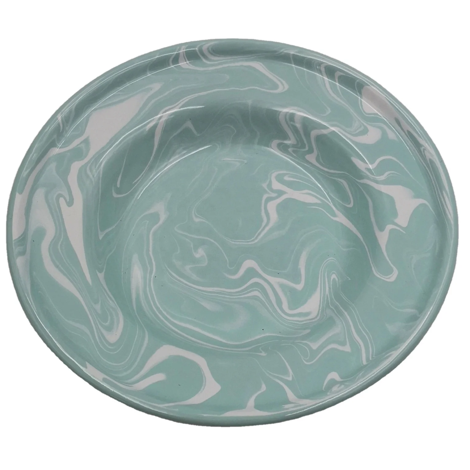 Wholesale Round Enamel Camping plate Soup Plate Pie Dish With Roll Rim