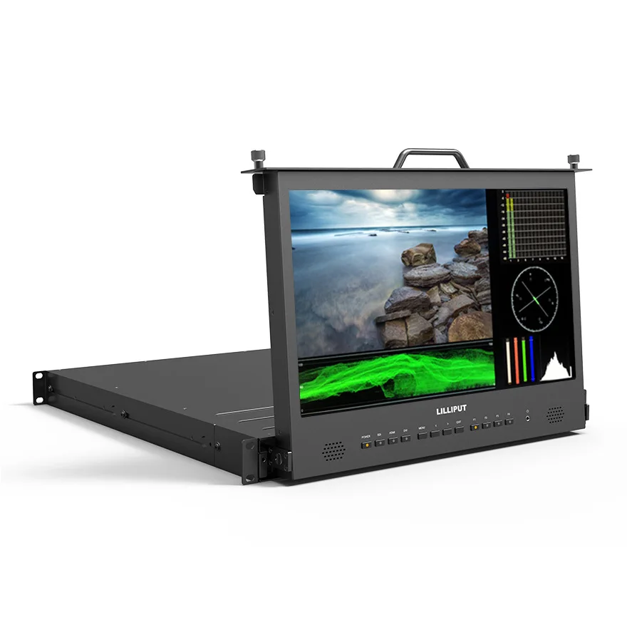 Lilliput 17.3 inch HDMI SDI broadcast monitor 1RU Pull-out rackmount monitor
