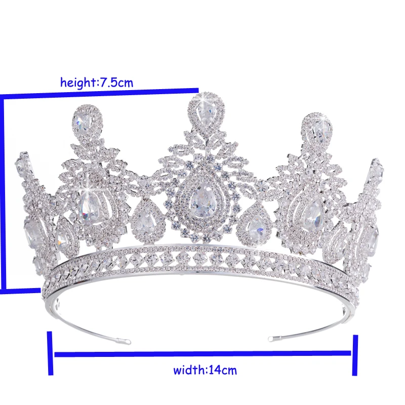 Wedding Accessories Bridal Hair Tiaras Water droplets Hair Crown Copper Rhinestone sliver Plating Wedding Crowns BC3620