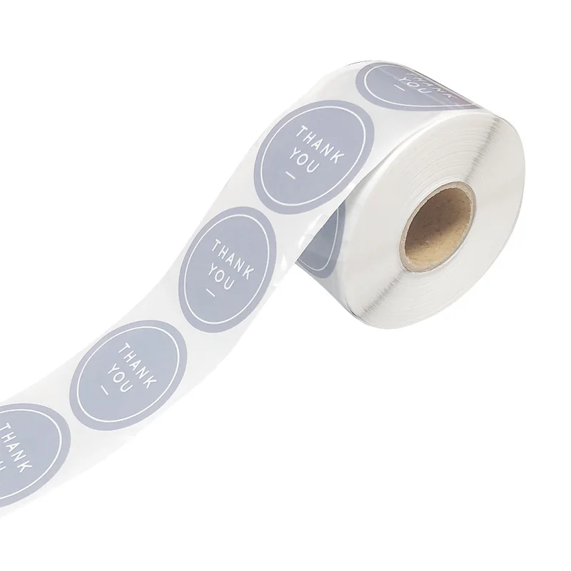 Custom Self Adhesive Colored Circle Direct Thermal Sticker Label  Logo Printing Glossy Waterproof Sticker Printing Roll