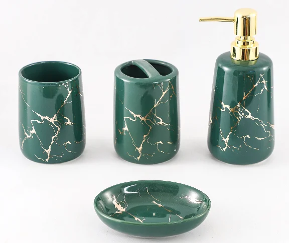 White or Black with gold 4pcs ceramic bath set Decoration Four piece Bath Set Accessories gift bath set