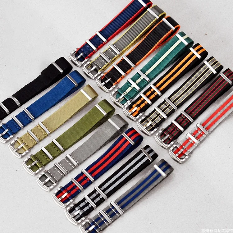 High quality new material nylon stripe strap 20mm 22mm adjustable strap