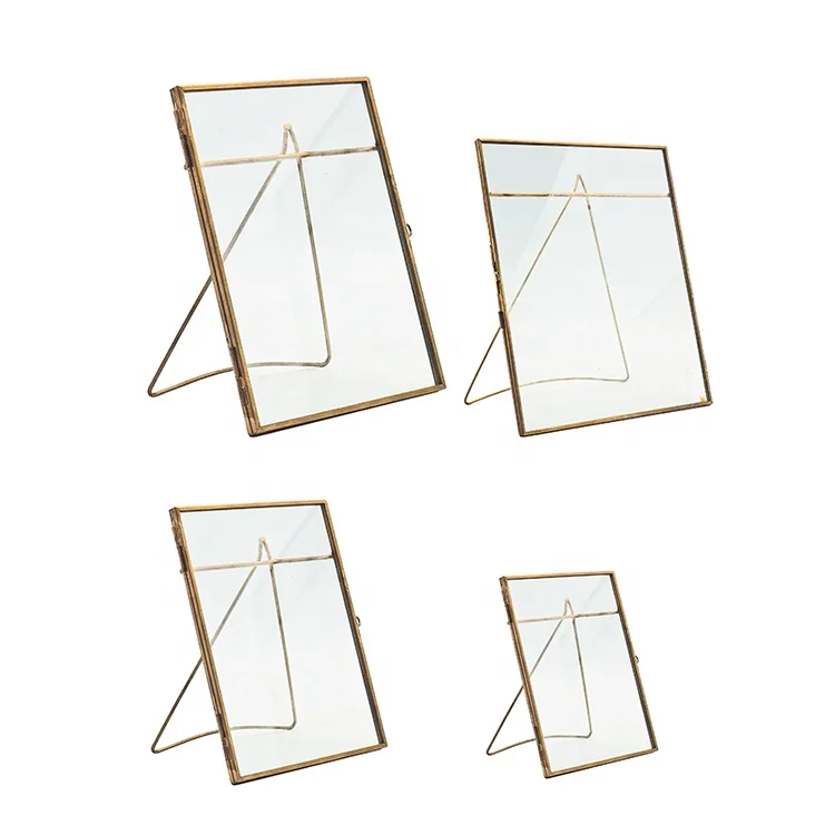 Factory direct wedding gifts decorative brass and copper hanging picture frame wholesale gold metal glass photo frames 4x6