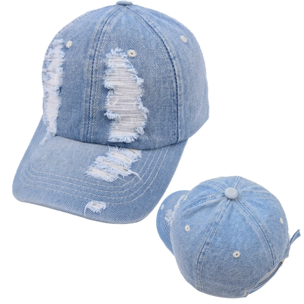 2024 Spring And Summer Blank Denim Sport Hat 2 types Vintage Distressed 6 panel Baseball Cap