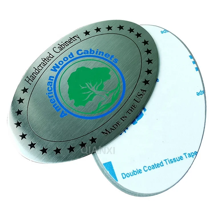 Permanent adhesive engraved metal logo nameplate Etched stainless steel name plate