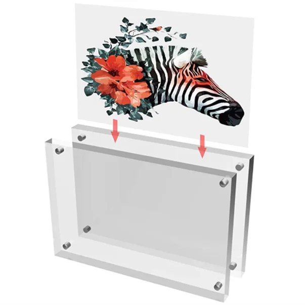 Factory custom perspex double sided portraits collage mirrored plastic waterproof wholesale magnetic acrylic picture photo frame