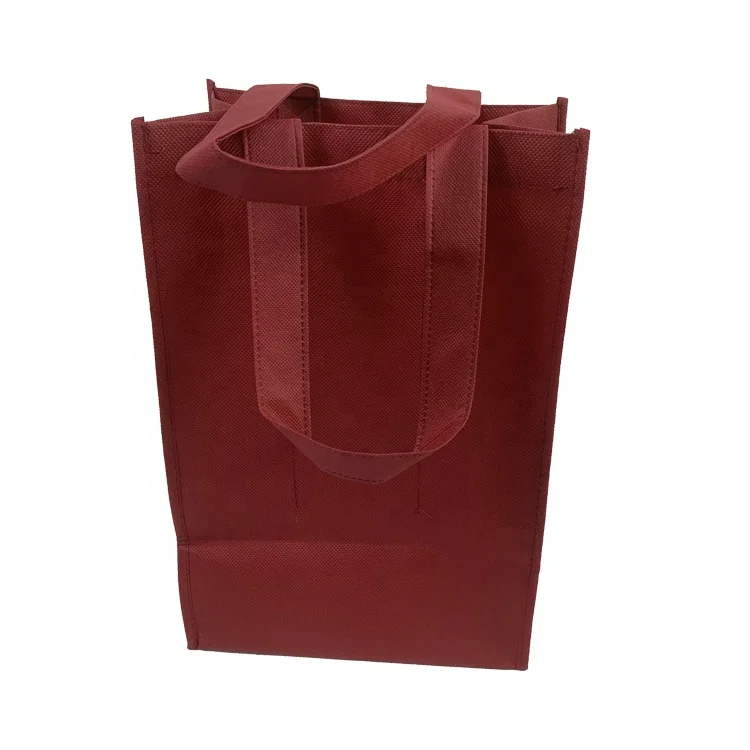 Bolsa de vino Reusable Nonwoven Wine Bag 4 bottle 6 Bottle Non Woven Fabric Wine Bag Wine Bottle Bag With Handle