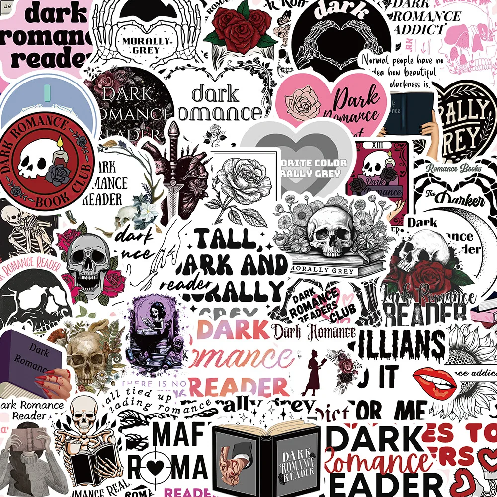 50PCS Cool funny gothic dark romance reader decals death reading sticker