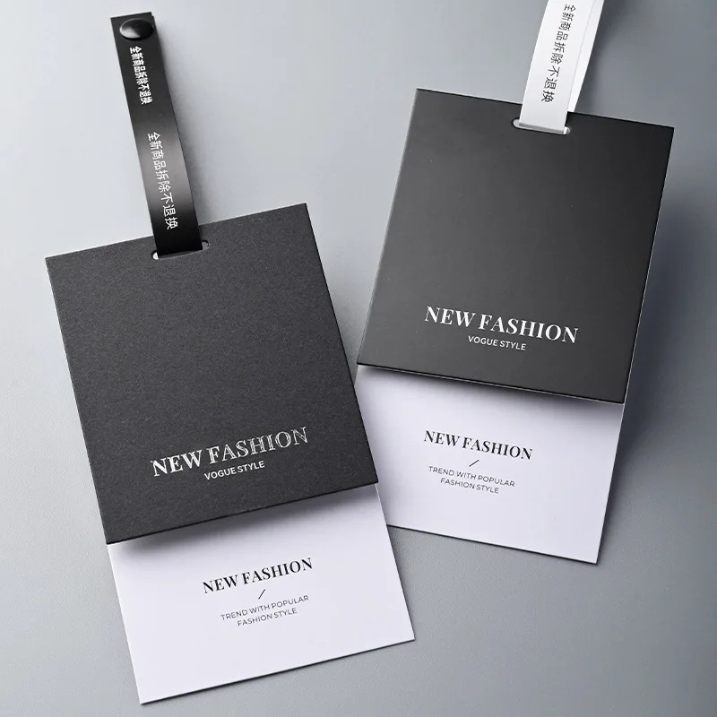 Custom Luxury Fabric Hang Tags Clothing High Quality Metal Embossed Foil Stamping Technique Thank You Card Textile