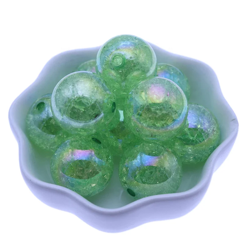 Promotional DIY Bubblegum Gumball Chunky Round Mixed Color AB Acrylic Cracked Beads for Bulk Necklace Making