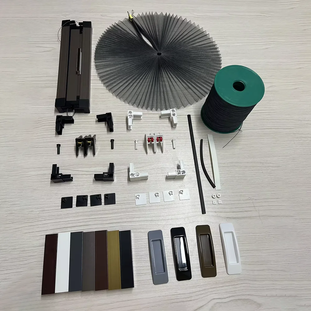 Plastic Nylon Wheels Bearings Stainless Steel Aluminum Alloy Frame Pleated Net Window Screen Accessories
