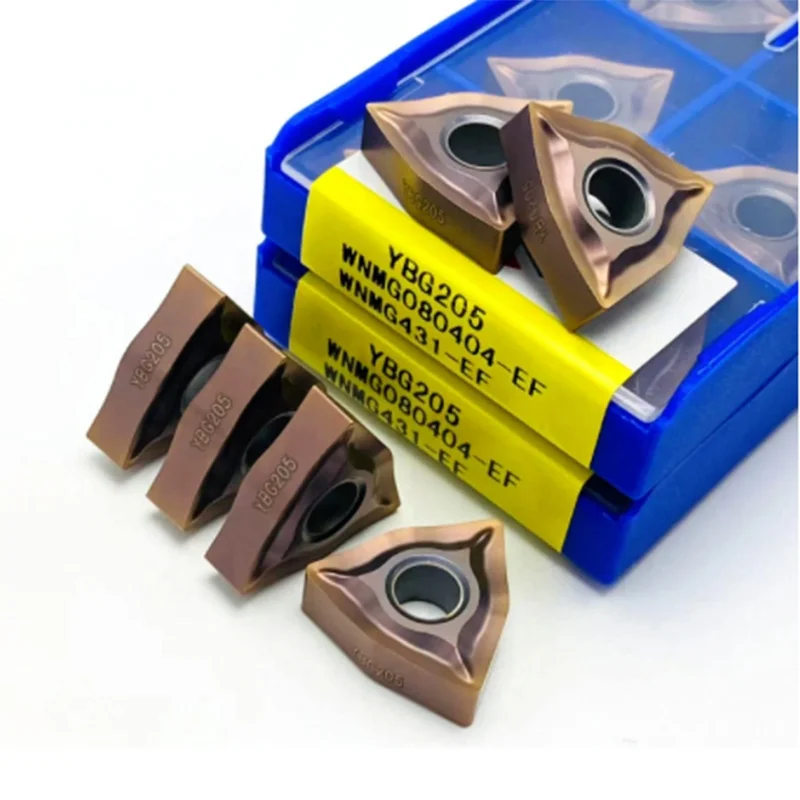 Insertos de carburo WNMG080404 EM EF YBG205 herramientas torneado externo WNMG herramienta corte torno