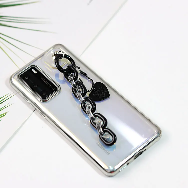 Creative Kawaii Cartoon Mobile Phone Hanging Chain Custom Heart Shaped Acrylic Cute Block Keychain