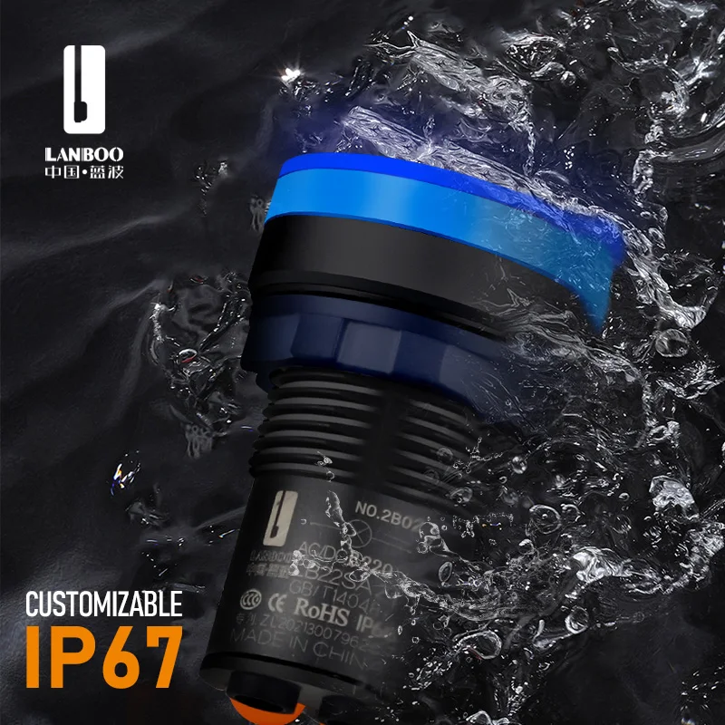 LANBOO 22SA1 Series Flat Head/Ball Head Red Green Blue Yellow White LED Signal Lamp