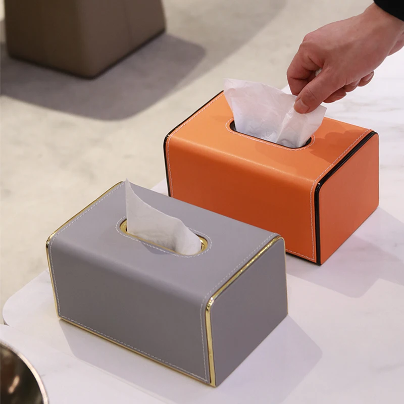 Leasyllife Leather Tissue Box Stand Cover Napkin Box Elegant Home Luxury Leather Tissue Box