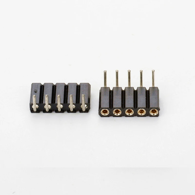 2.54mm female header connector 254mm pitch 5 pin board to board pcb connector one row right angle machined round pin samtec