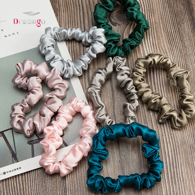 High quality Shiny Silk Scrunchies Luxury silk scrunchies hand tied hair