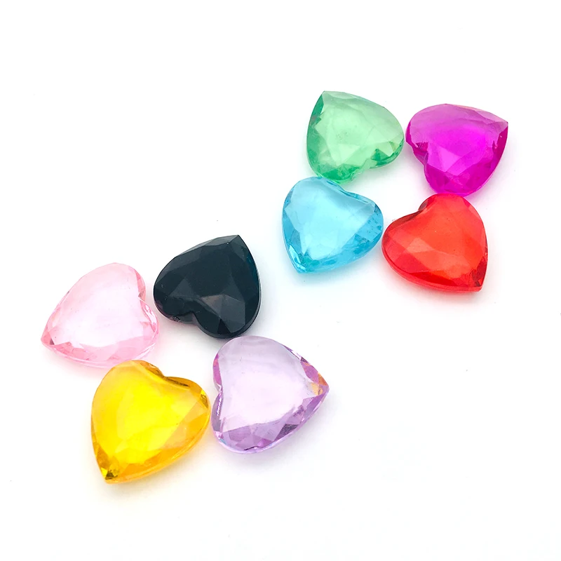 Wholesale custom eco-friendly cheap plastic bead heart acrylic gems acrylic stone for jewelry making
