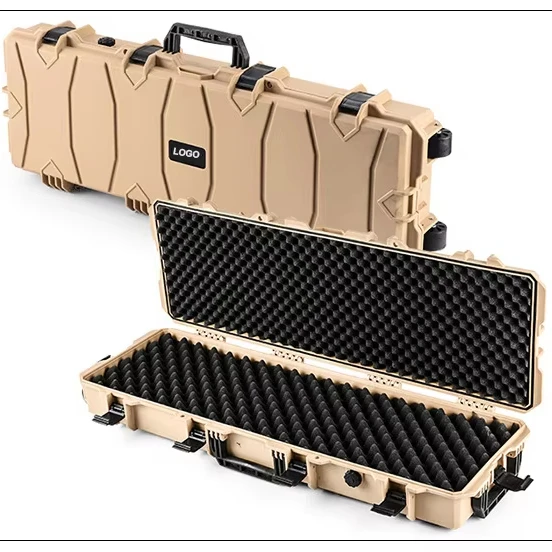 Wholesale outdoor storage case waterproof hard plastic Tactical Caja de armas de fuego with wheels stackable Gun Storage Case