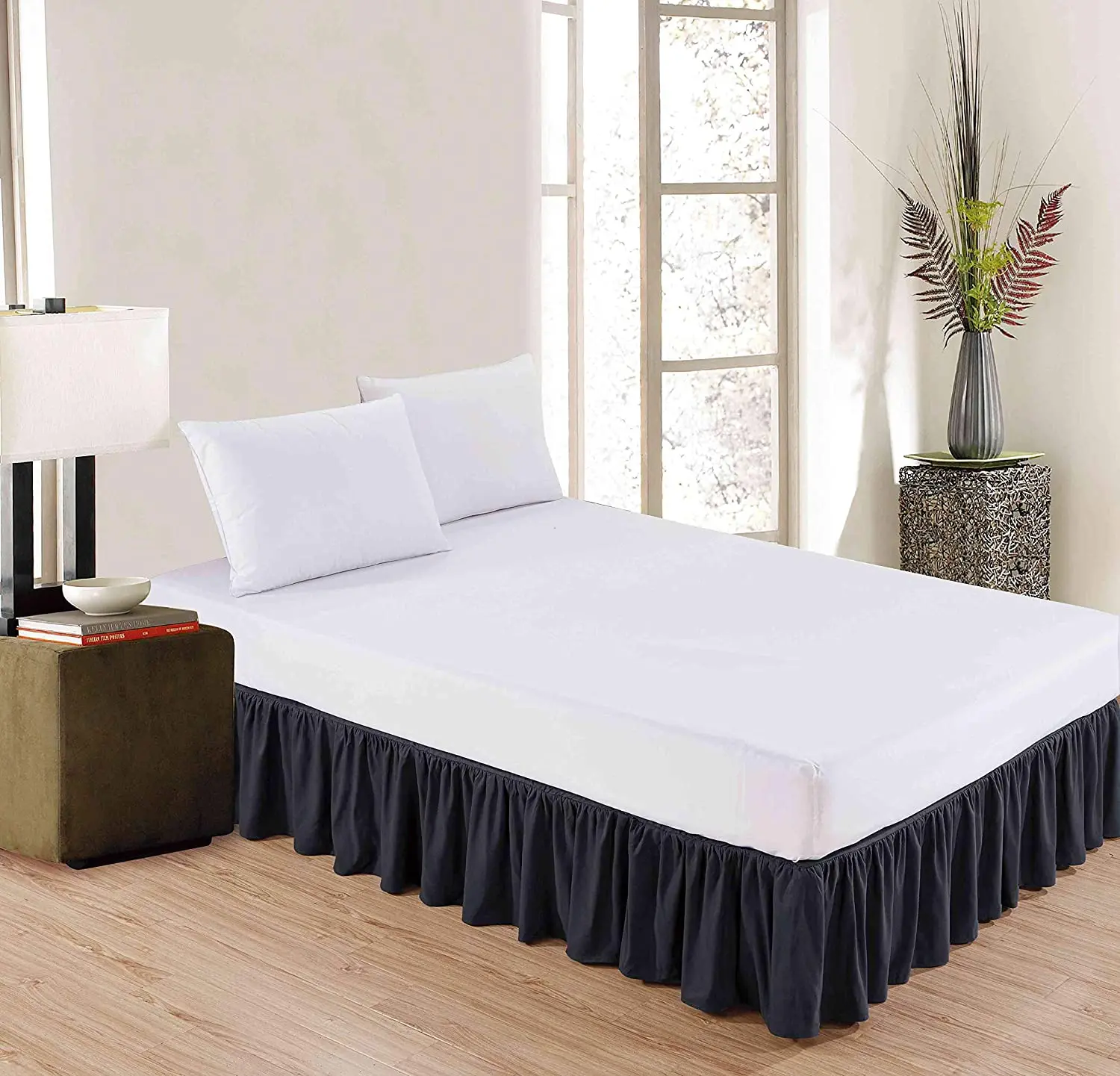  Microfiber Polyester Bed Skirts Dust Ruffles Aqua for Queen Size Beds 15 Inches