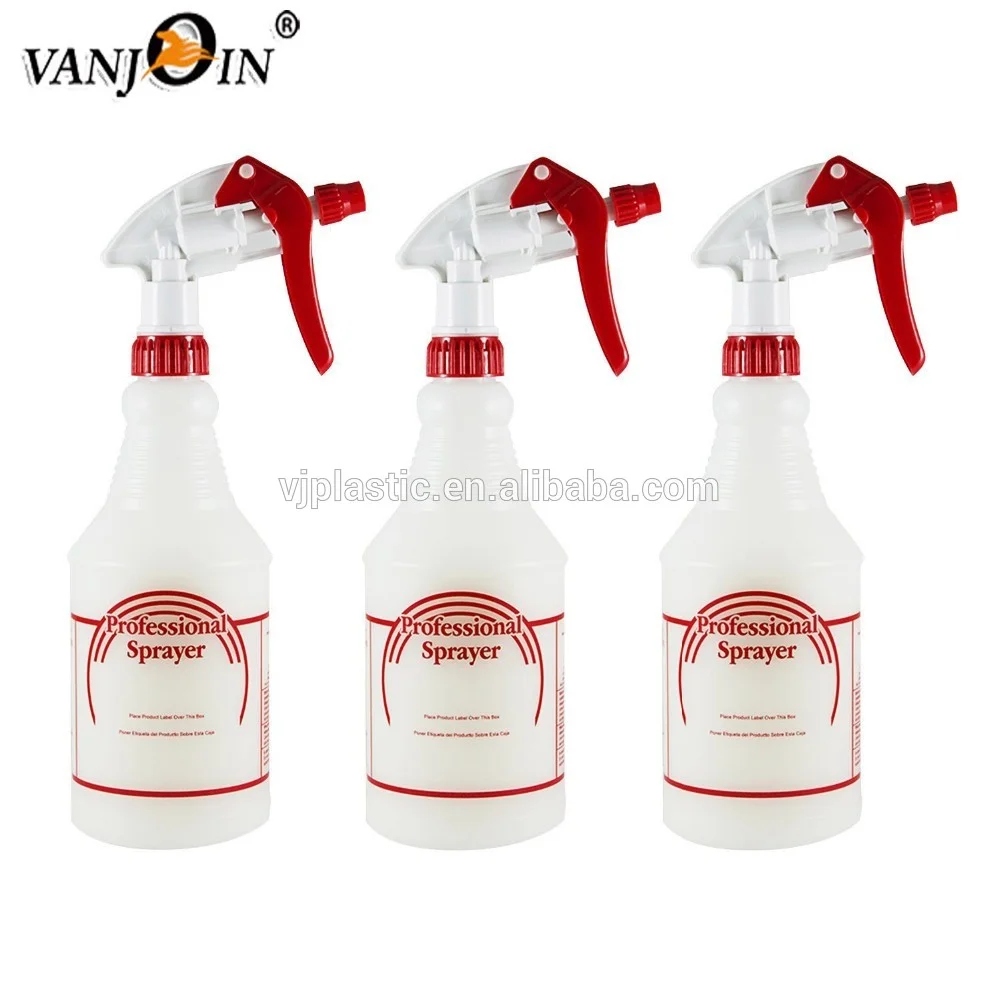 16 oz 24 32oz Clear PET Plastic Carafe Spray Bottles Red Trigger Sprayer Steam Bottle Chemical