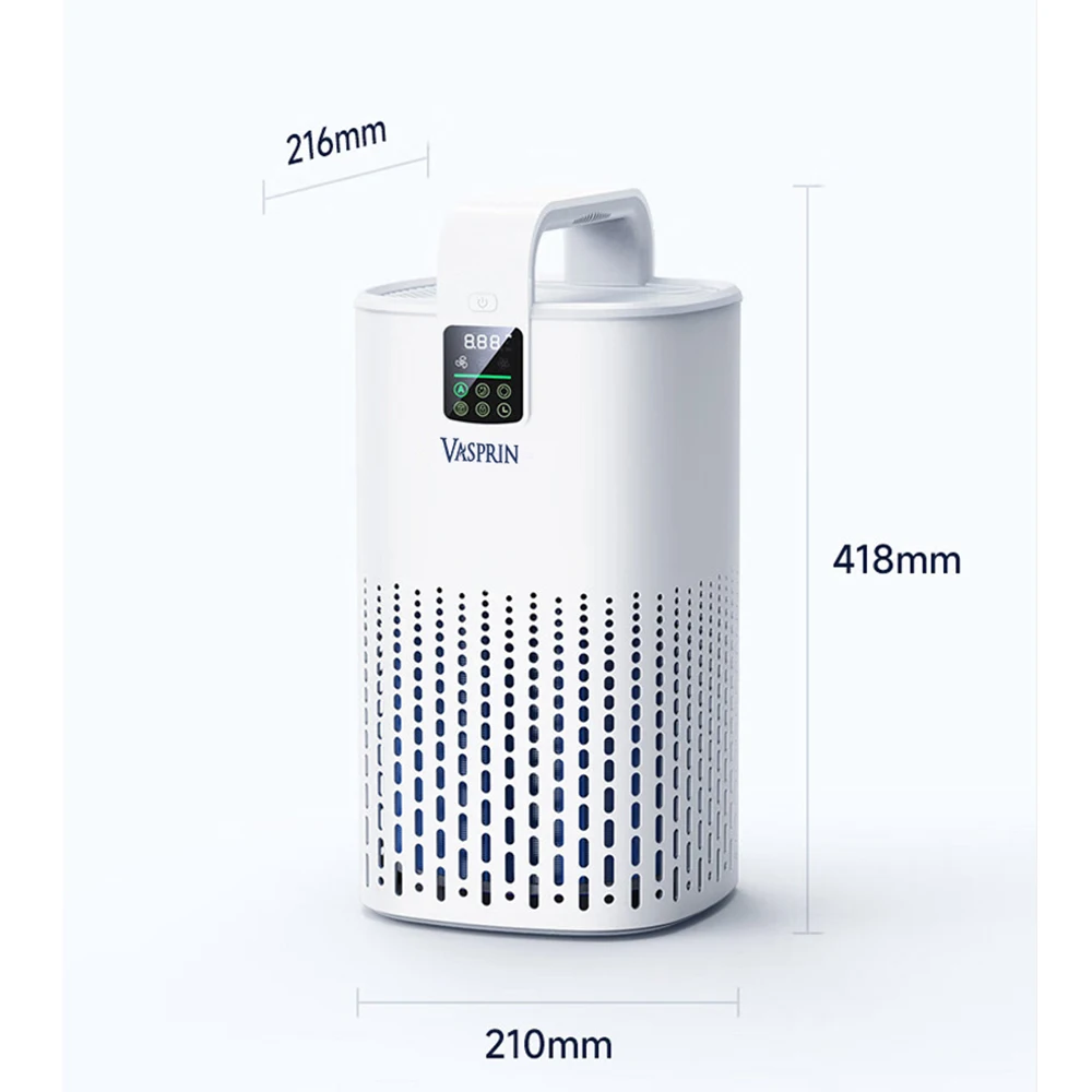 Vasprin Smart Desktop H13 Hepa Filter Digital Panel Air Quality Monitor and Display Portable Pet Air Purifier For Home