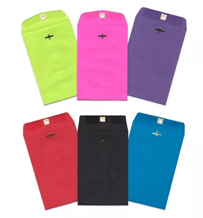 Factory Custom Metal Clasp Luxury Colored Stationary Kraft Paper Envelope With Logo