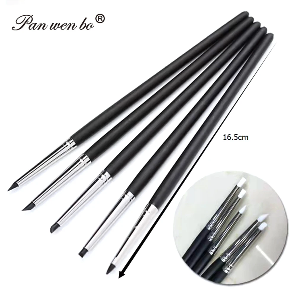 Panwenbo Wholesale 5 Pcs Set Handle Brass Tube Silicone Nail Pen Ceramic Art Clay Rubber Pen