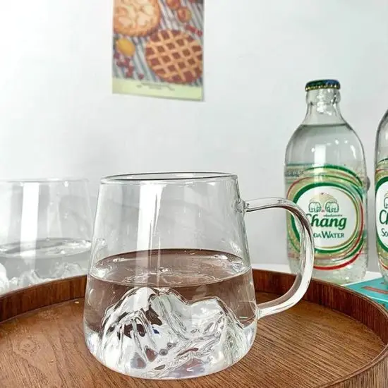 350ml Mountain Shape Borosilicate Cup Drinking Glasses with Handle for Beer Whiskey Cold Drinks