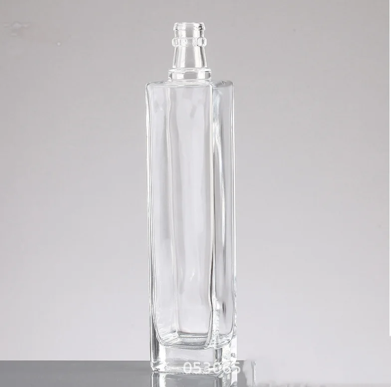 500ml whiskey vodka brandy glass bottles Transparent Glass Wine Bottle Clear Square Glass Whiskey Bottle with stopper