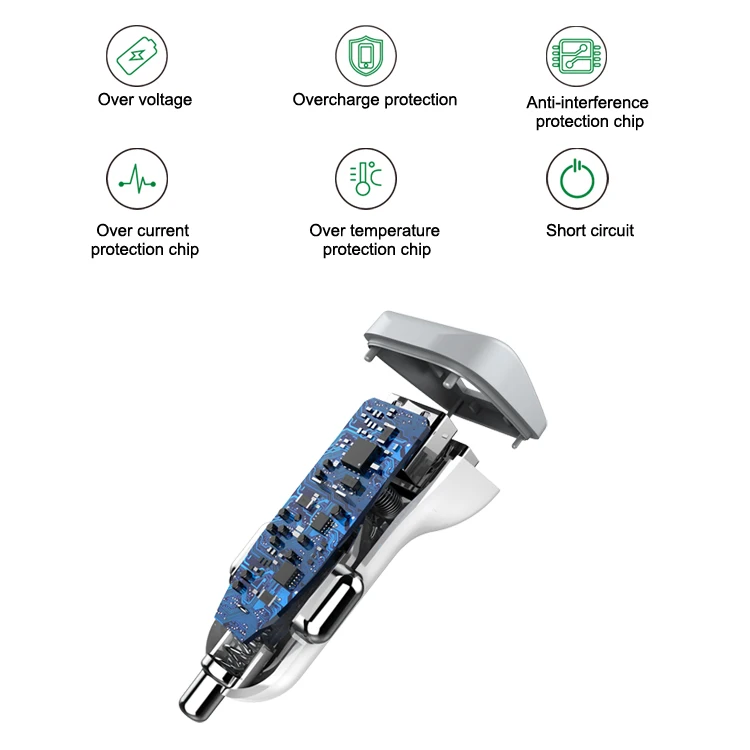 Pd Usb c металлическое автомобильное зарядное устройство адаптер из цинкового сплава 36 Вт