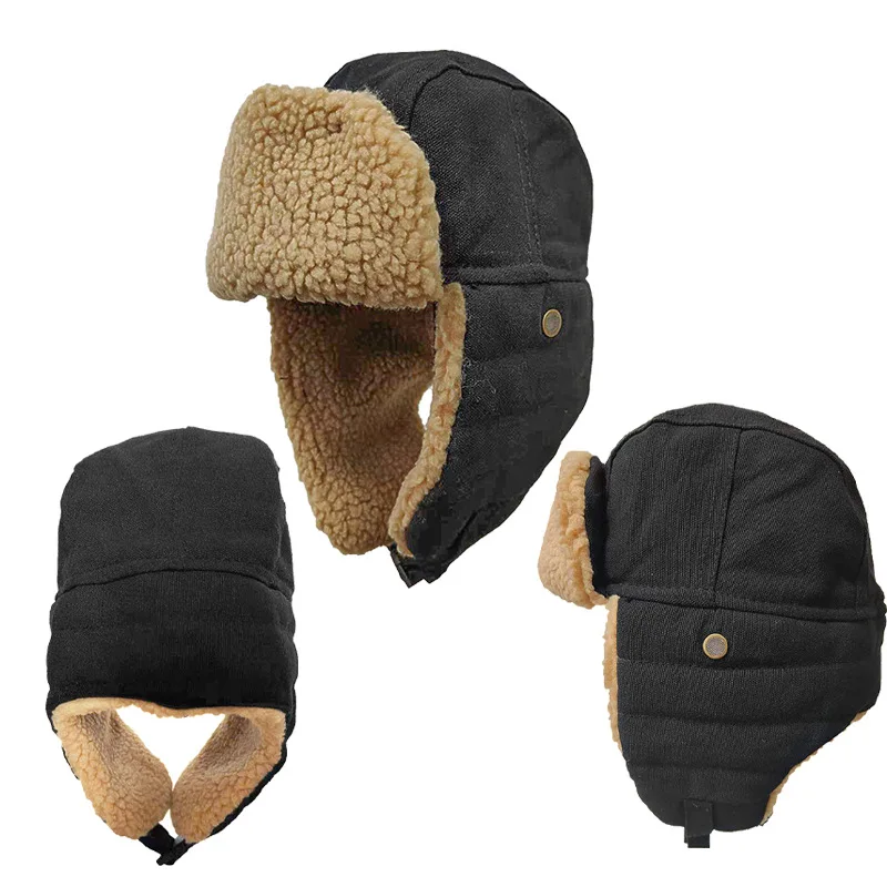 New Hot Sale Winter Unisex Thickened Warm Ear Protection Ski Hat Customizable Logo