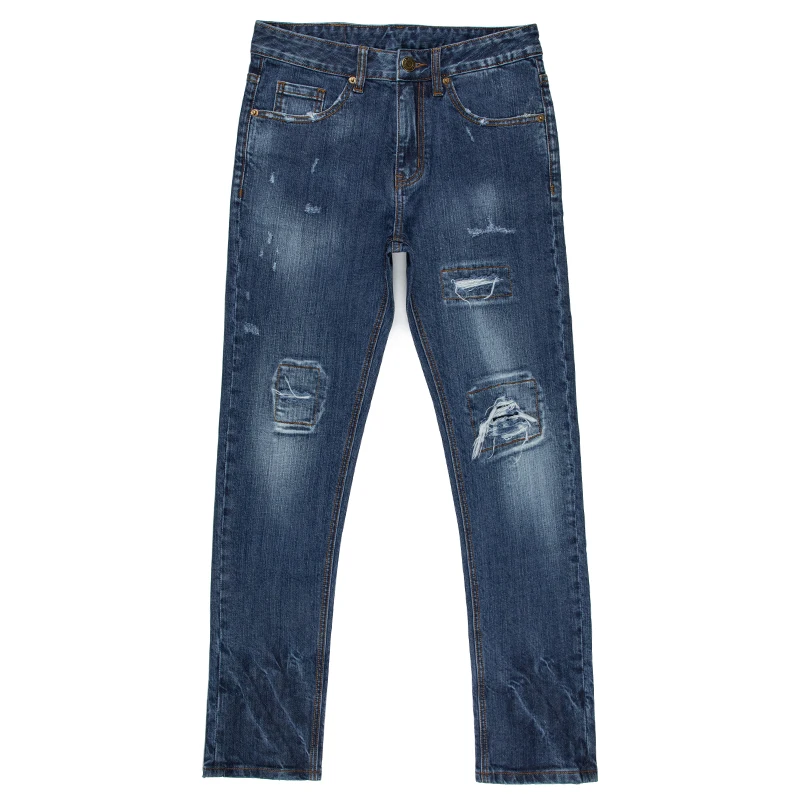 tie dye patch holes jeans for men hand brushed wash denim pants men trouser long patch style jeans with big pockets straight