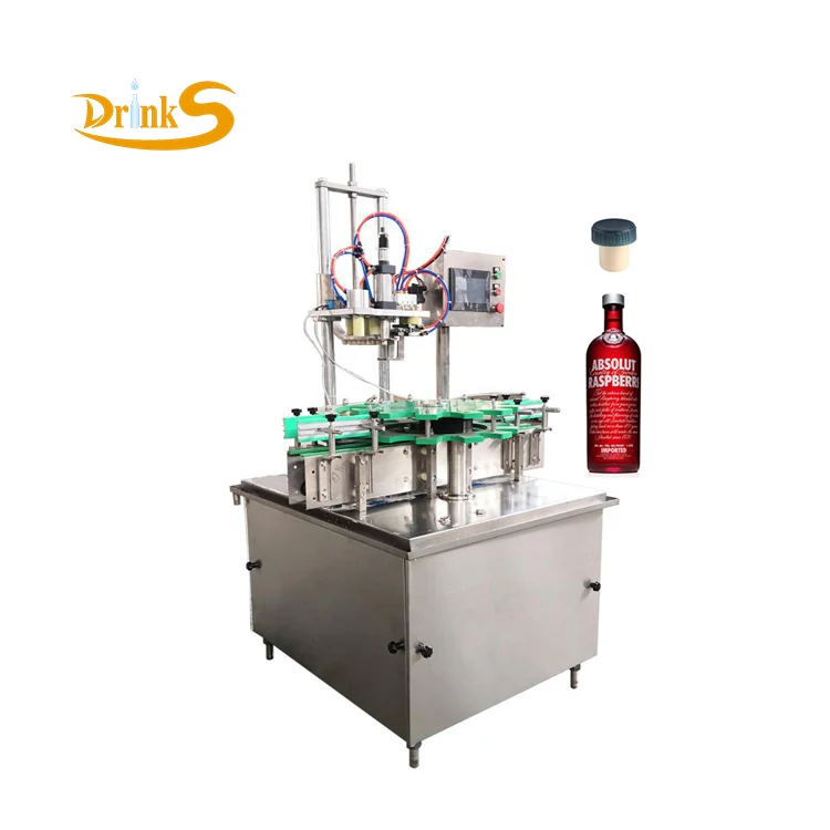 500-2000bph Automatic t-cork Capping Machine / t Cork Corking Machine For Vodka Liquor Glass Bottle