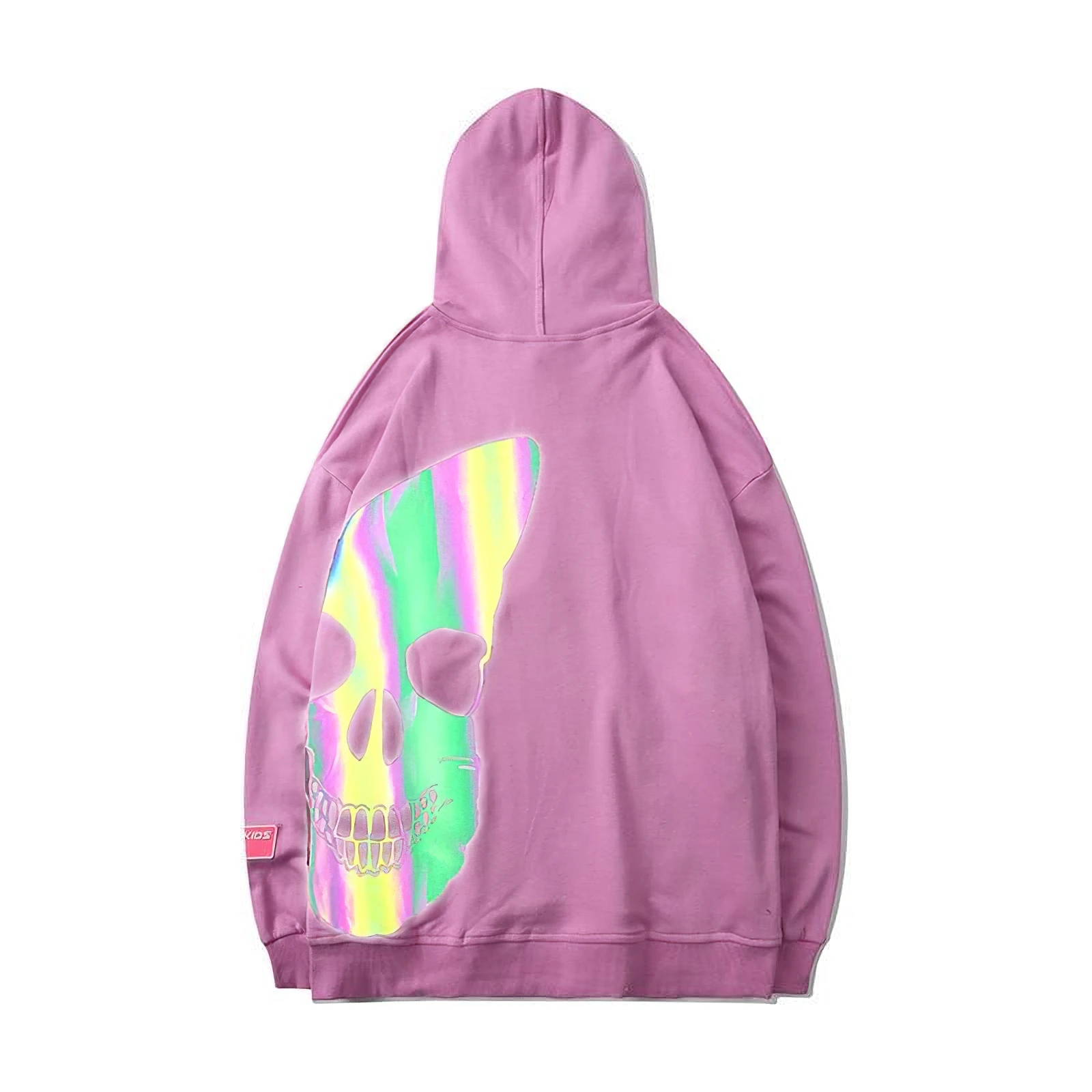Черная и розовая толстовка с принтом черепа на заказ, повседневная мужская одежда с логотипом на заказ, уличный пуловер в стиле хип-хоп, светоотражающая Толстовка для мужчин