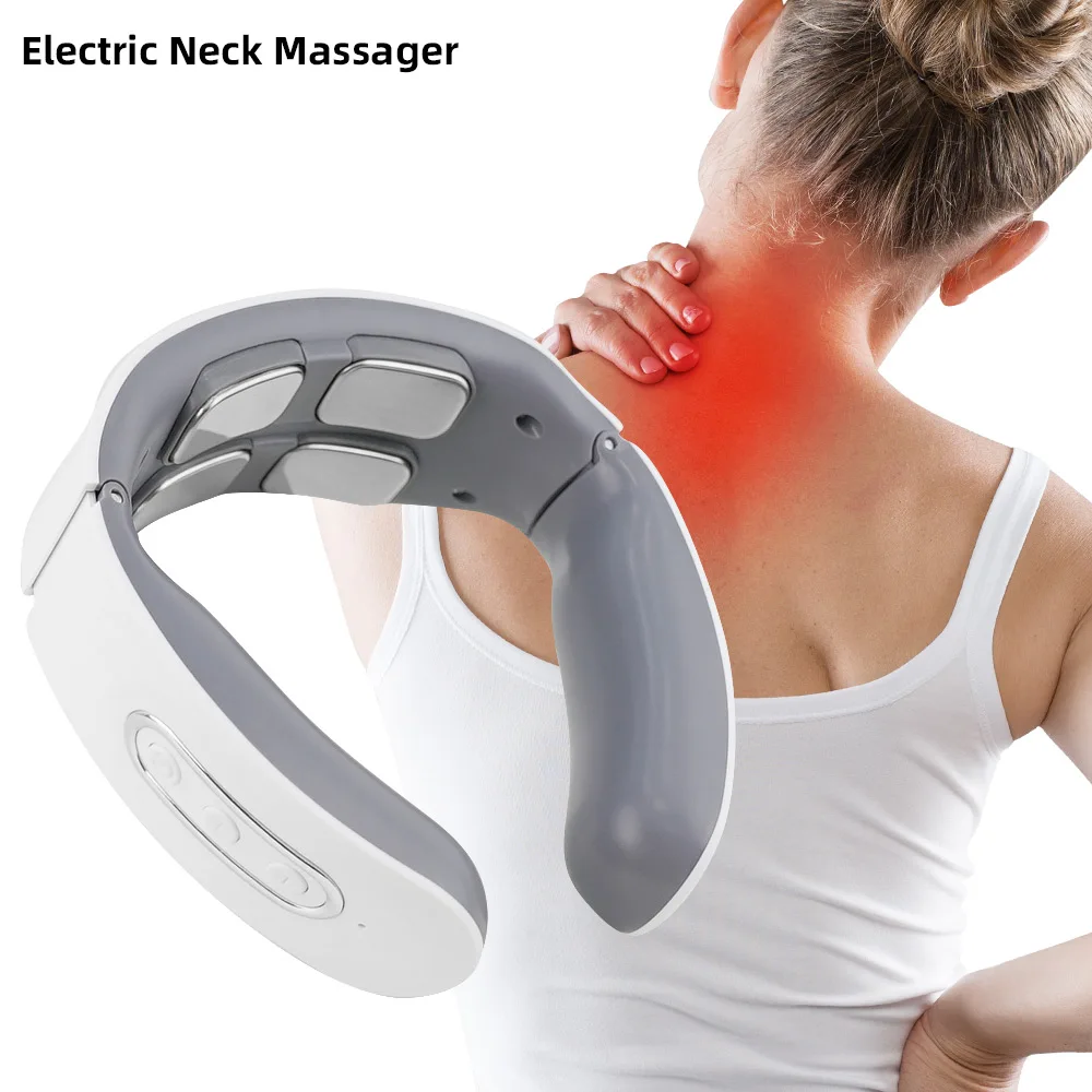 2023 New Smart Electric Ems Portable Neck Massage Instrument Lymphatic Relief Neck Care Massage Device Neck Massager With Heat