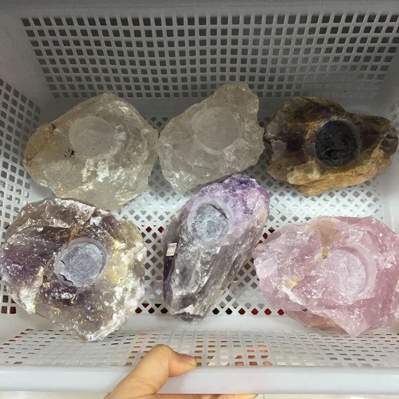  Высококачественные подсвечники из розового кварца с аметистовыми