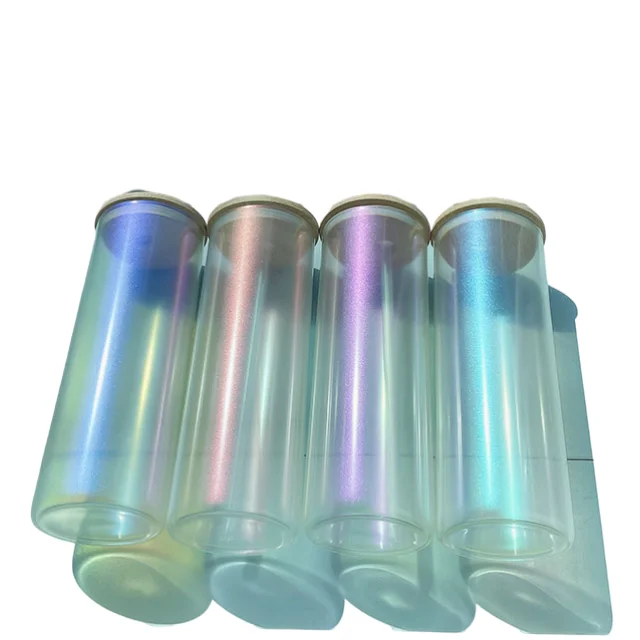 Прямые сублимационные заготовки 25 унций со склада в США радужные блестящие стеклянные тумбы с бамбуковой крышкой и