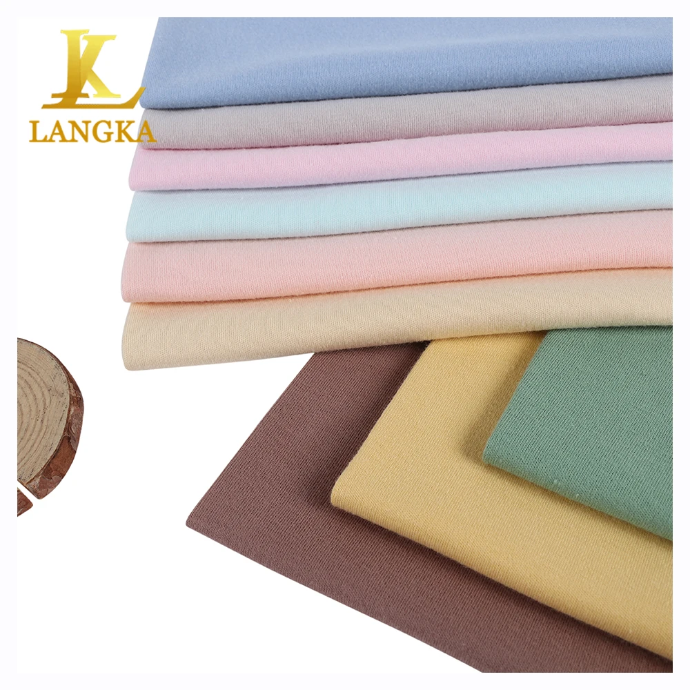 Langka 200gsm 100% jersey combed ring spun pure cotton solid interlock fabric for t shirt kids dresses baby clothing price kg
