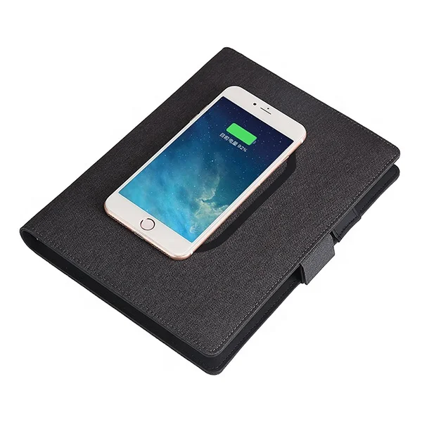 
Hot sale A5 fabric power bank notebook with wireless charging 
