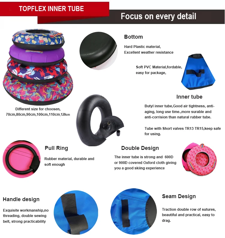 Towable Heavy Duty oxford inflatable snow tube with cover