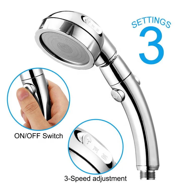 Luxury high pressure 360 rotating handheld shower head stainless steel massage spa jetted rainfall shower head with on/off