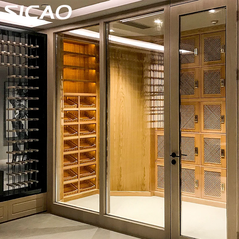 SICAO Custom Luxurious Import Cedar wooden Cigar Room Humidifier Refrigerated Fridge Cigar Cooler Humidor Showcase Abinet
