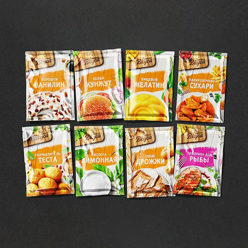 Custom Food Grade Stand Up Bag Plastic Pouch Spice Packaging Zipper Ziplock Bags